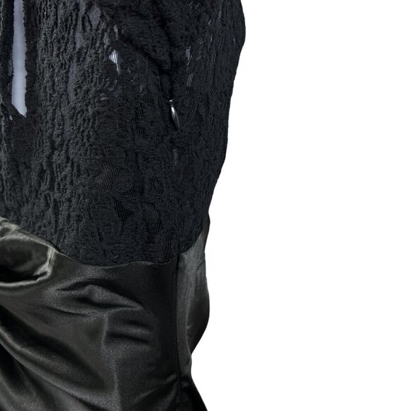 Ever Pretty Black Lace Satin Maxi Evening Gown Dress 8 Fairy Goth Minimalistic - Picture 8 of 16